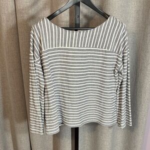 Women’s Navy and White Striped Blouse Size XL